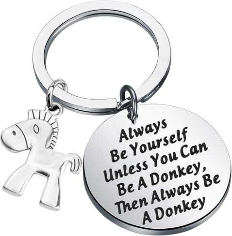 POTIY Inspirational jewelry Donkey Gift Always Be Yourself keychain Funny Pet Animal Lover Gift in Saudi Arabia