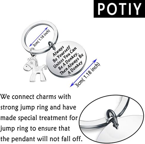 POTIY Inspirational jewelry Donkey Gift Always Be Yourself keychain Funny Pet Animal Lover Gift in Saudi Arabia