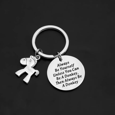 POTIY Inspirational jewelry Donkey Gift Always Be Yourself keychain Funny Pet Animal Lover Gift in Saudi Arabia