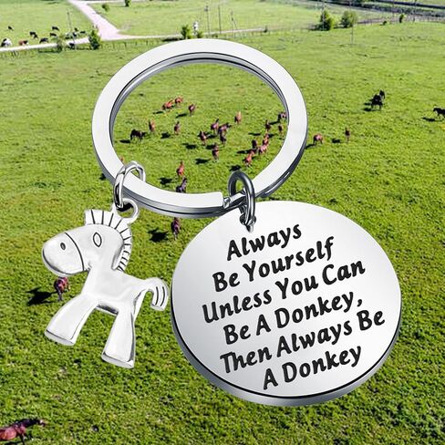 POTIY Inspirational jewelry Donkey Gift Always Be Yourself keychain Funny Pet Animal Lover Gift in Saudi Arabia