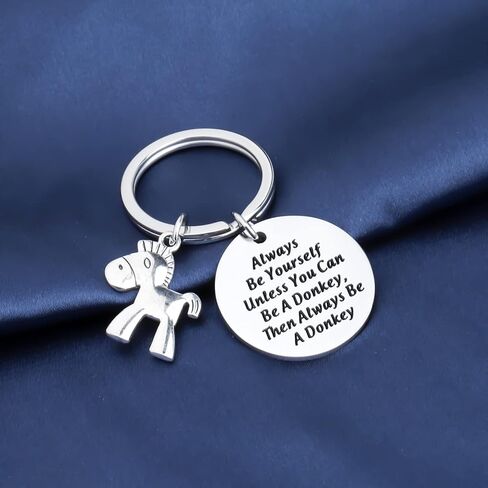 POTIY Inspirational jewelry Donkey Gift Always Be Yourself keychain Funny Pet Animal Lover Gift in Saudi Arabia