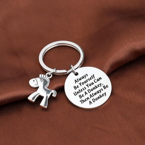 POTIY Inspirational jewelry Donkey Gift Always Be Yourself keychain Funny Pet Animal Lover Gift in Saudi Arabia