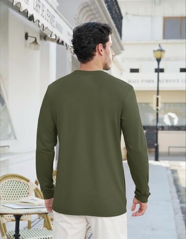 EKLENTSON Men's Henley T-Shirts Long Sleeve Cotton Casual Stylish Shirts Button Pullover Basic Tee Shirts with Pocket in Saudi Arabia