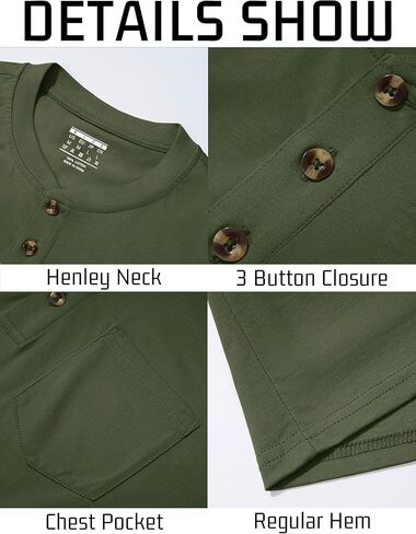 EKLENTSON Men's Henley T-Shirts Long Sleeve Cotton Casual Stylish Shirts Button Pullover Basic Tee Shirts with Pocket in Saudi Arabia