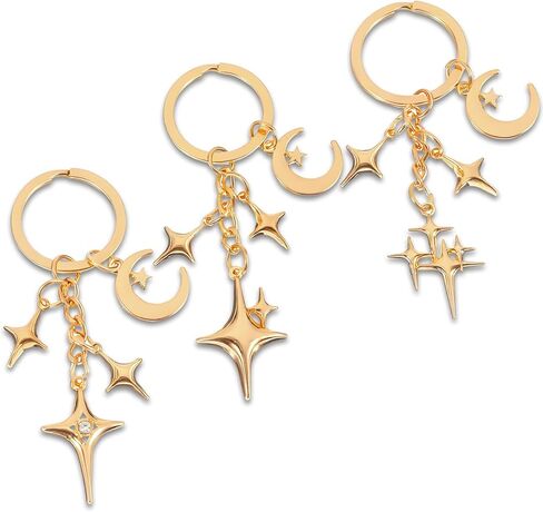 Mabor 3 Pcs Gold Star Keychain, Y2k Aesthetic Key Ring Charm for Handbag Backpack Purse Goth Accessories in Saudi Arabia