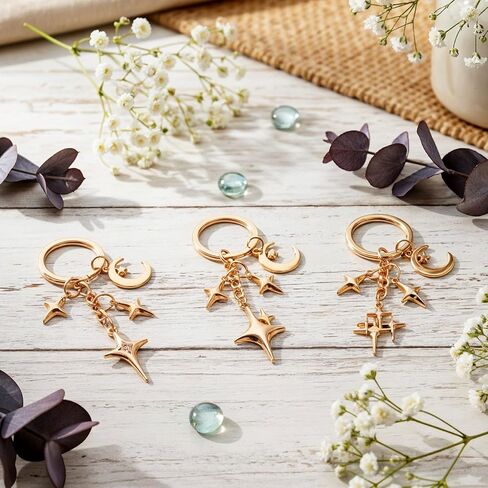 Mabor 3 Pcs Gold Star Keychain, Y2k Aesthetic Key Ring Charm for Handbag Backpack Purse Goth Accessories in Saudi Arabia