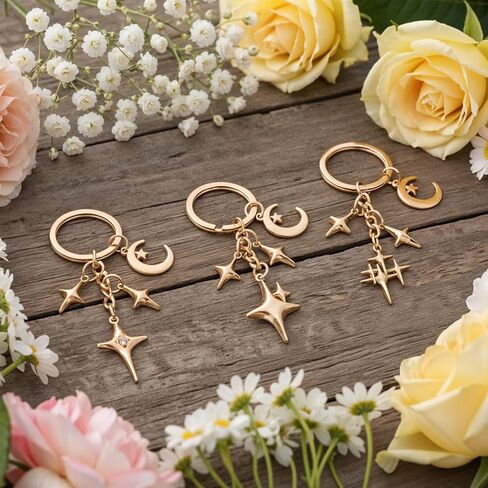 Mabor 3 Pcs Gold Star Keychain, Y2k Aesthetic Key Ring Charm for Handbag Backpack Purse Goth Accessories in Saudi Arabia