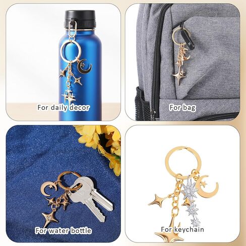 Mabor 3 Pcs Gold Star Keychain, Y2k Aesthetic Key Ring Charm for Handbag Backpack Purse Goth Accessories in Saudi Arabia