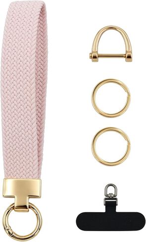 Kyllog Stretchy Wristlet Keychain, Cute Key Chain, Black Woven Wrist Lanyard for Car Keys with 3 Keyrings and D-ring for Women Men in Saudi Arabia