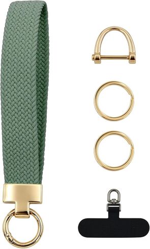 Kyllog Stretchy Wristlet Keychain, Cute Key Chain, Black Woven Wrist Lanyard for Car Keys with 3 Keyrings and D-ring for Women Men in Saudi Arabia