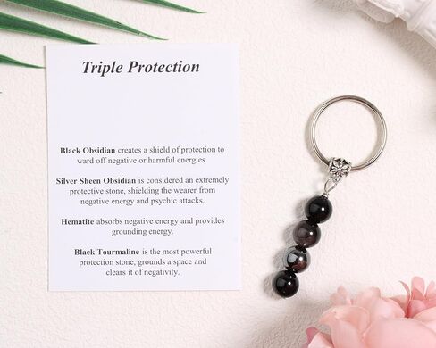 QqzsJewls Natural Crystals Keychain for Women Men, Evil Eye Protection Negative Blocker Anxiety Relief Gifts for Her Him in Saudi Arabia