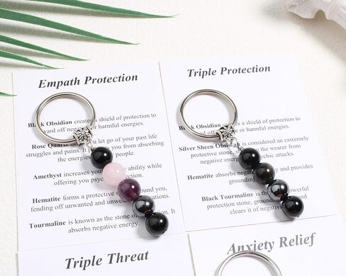 QqzsJewls Natural Crystals Keychain for Women Men, Evil Eye Protection Negative Blocker Anxiety Relief Gifts for Her Him in Saudi Arabia