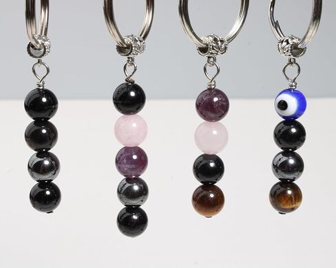 QqzsJewls Natural Crystals Keychain for Women Men, Evil Eye Protection Negative Blocker Anxiety Relief Gifts for Her Him in Saudi Arabia