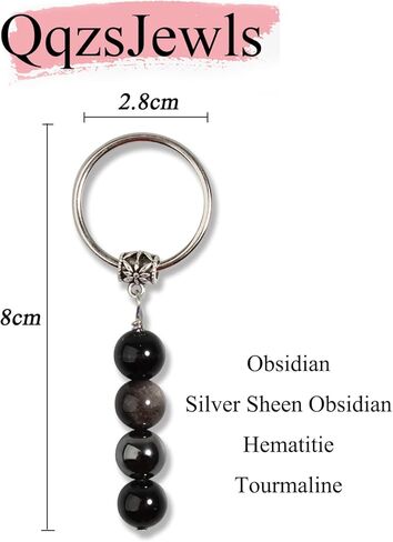 QqzsJewls Natural Crystals Keychain for Women Men, Evil Eye Protection Negative Blocker Anxiety Relief Gifts for Her Him in Saudi Arabia
