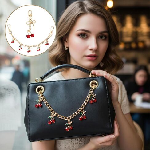 Thinp 2Pcs Cherry Keychain, Cherry Bag Charm for Purse Cute Bag Charms Women Fashionable Cherries Keychain Accessories for Car Keys Birthday Valentine's Purse Accessory in Saudi Arabia