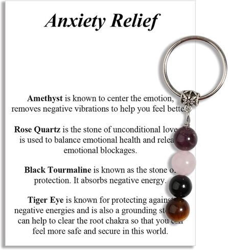 QqzsJewls Natural Crystals Keychain for Women Men, Evil Eye Protection Negative Blocker Anxiety Relief Gifts for Her Him in Saudi Arabia