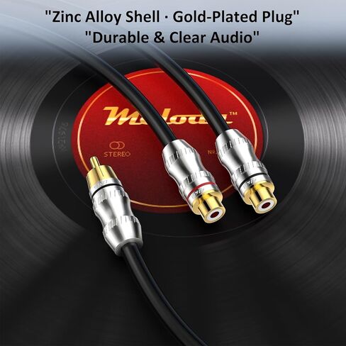 J&D RCA Y-Splitter Cable, 1 RCA Male to 2 RCA Female Short Y Splitter Cable Extension Cord Gold Plated Adapter Digital Stereo Audio Cable, 1 Feet in Saudi Arabia