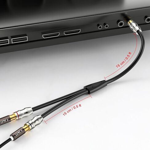 J&D RCA Y-Splitter Cable, 1 RCA Male to 2 RCA Female Short Y Splitter Cable Extension Cord Gold Plated Adapter Digital Stereo Audio Cable, 1 Feet in Saudi Arabia