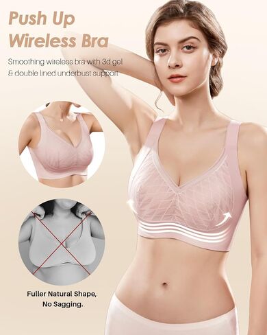Wireless Support Bra Full Coverage Padded Push Up No Underwire Comfortable Seamless Bra for Women in Saudi Arabia