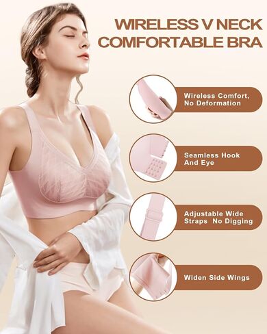 Wireless Support Bra Full Coverage Padded Push Up No Underwire Comfortable Seamless Bra for Women in Saudi Arabia