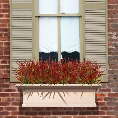 Besteek 16 Pcs Artificial Plants Outdoor Fake Grass Faux Greenery Stems UV Resistant Plastic Plants Shrubs for Planters Patio Garden Front Porch Pathway Spring Summer Home Decor, Red in Saudi Arabia