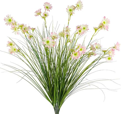 FAICOIA 4 Pcs Artificial Plants Onion Grass Outdoor 35" Fake Tall Grass with Wild Lily Flowers Artificial Wheat Grass Faux Shrubs Bush Greenery Stems for Indoor Garden Outside Office Home Decor in Saudi Arabia