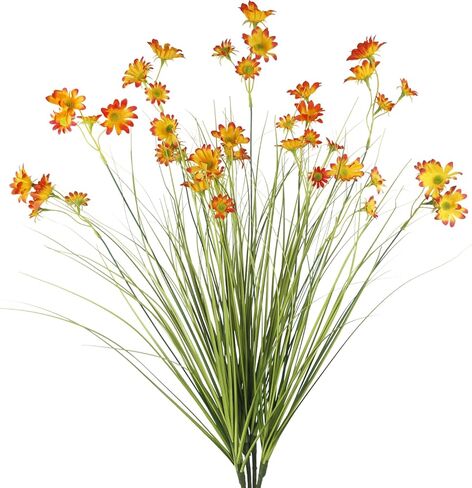 FAICOIA 4 Pcs Artificial Plants Onion Grass Outdoor 35" Fake Tall Grass with Wild Lily Flowers Artificial Wheat Grass Faux Shrubs Bush Greenery Stems for Indoor Garden Outside Office Home Decor in Saudi Arabia