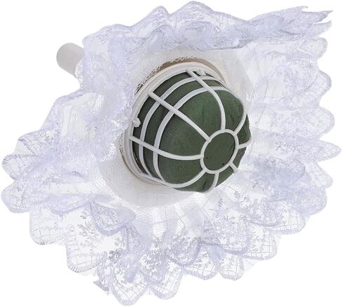 Bride Bouquet Holder, DIY Wedding Foam Bouquet Handle, Home Exquisite Supplies with Lace Trim, Fresh Artificial Flower Holder Decoration (White) in Saudi Arabia
