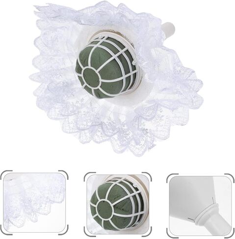Bride Bouquet Holder, DIY Wedding Foam Bouquet Handle, Home Exquisite Supplies with Lace Trim, Fresh Artificial Flower Holder Decoration (White) in Saudi Arabia