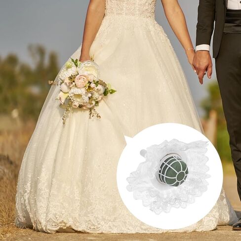 Bride Bouquet Holder, DIY Wedding Foam Bouquet Handle, Home Exquisite Supplies with Lace Trim, Fresh Artificial Flower Holder Decoration (White) in Saudi Arabia