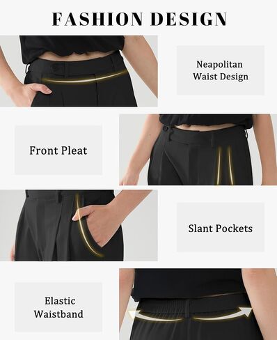Susclude Womens Casual Dress Pants Wide Leg Baggy Pleated Old Money Stretchy Slacks Fall High Waisted Business Work Trousers in Saudi Arabia