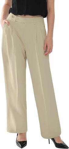 Susclude Womens Casual Dress Pants Wide Leg Baggy Pleated Old Money Stretchy Slacks Fall High Waisted Business Work Trousers in Saudi Arabia