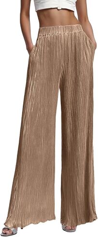 SAGERLUMOS Women's Summer Lightweight Striped Pleated Wide Leg Flowy Pants in Saudi Arabia