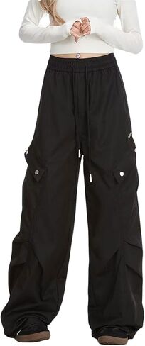 Skateboard Frog Y2K Baggy Wide Leg Cargo Pants Drawstring Elasticated Waist Pleats Multiple Pockets Unisex Straight Fit in Saudi Arabia