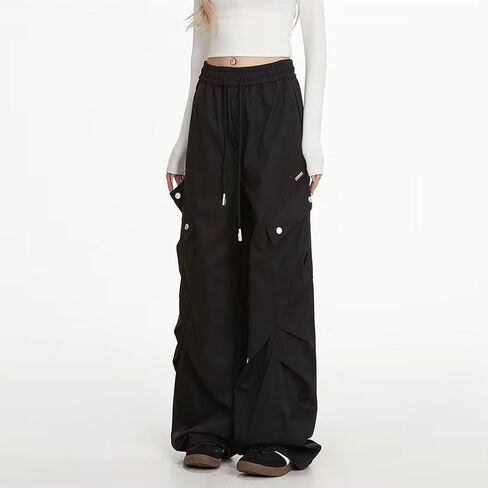 Skateboard Frog Y2K Baggy Wide Leg Cargo Pants Drawstring Elasticated Waist Pleats Multiple Pockets Unisex Straight Fit in Saudi Arabia