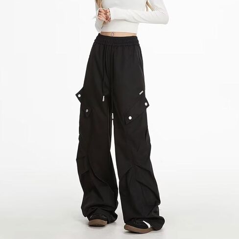 Skateboard Frog Y2K Baggy Wide Leg Cargo Pants Drawstring Elasticated Waist Pleats Multiple Pockets Unisex Straight Fit in Saudi Arabia