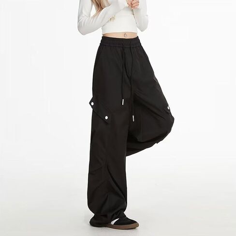Skateboard Frog Y2K Baggy Wide Leg Cargo Pants Drawstring Elasticated Waist Pleats Multiple Pockets Unisex Straight Fit in Saudi Arabia