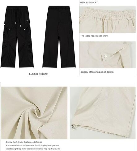 Skateboard Frog Y2K Baggy Wide Leg Cargo Pants Drawstring Elasticated Waist Pleats Multiple Pockets Unisex Straight Fit in Saudi Arabia
