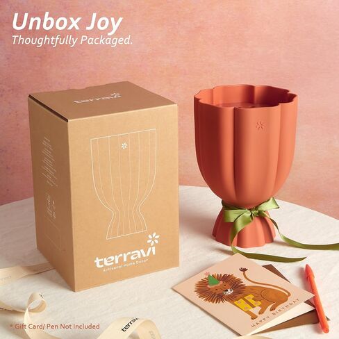 Bouquet Vase for Lego & Fresh Flowers - Flower Arrangement Vase with Floral Grid & Ribbons, Impact Resistant, BPA-Free Material, Home Decor Gift for Lego & Flower Lovers (Terracotta Orange) in Saudi Arabia