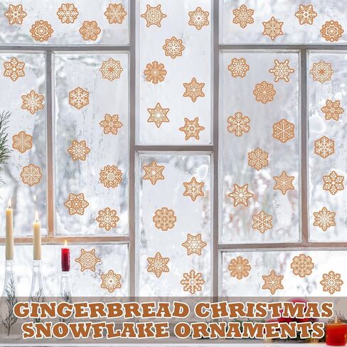 Engrowtic 200 Pcs/ 5 Sheets Christmas Gingerbread Snowflake Window Clings Christmas Ginger Bread Decals Winter Removable Stickers Decorations for Xmas Holiday Windows and Glass in Saudi Arabia