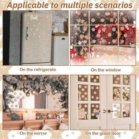 Engrowtic 200 Pcs/ 5 Sheets Christmas Gingerbread Snowflake Window Clings Christmas Ginger Bread Decals Winter Removable Stickers Decorations for Xmas Holiday Windows and Glass in Saudi Arabia