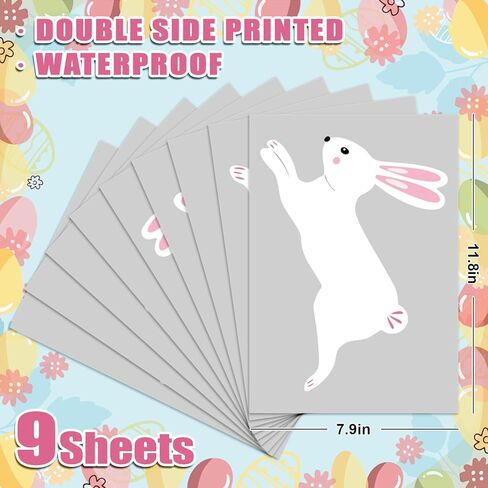 Whaline 9 Sheets Easter Bunny Window Cling Stickers Window Decals Cartoon White Jumping Rabbit Reusable Decoration for Spring Party Home Classroom in Saudi Arabia