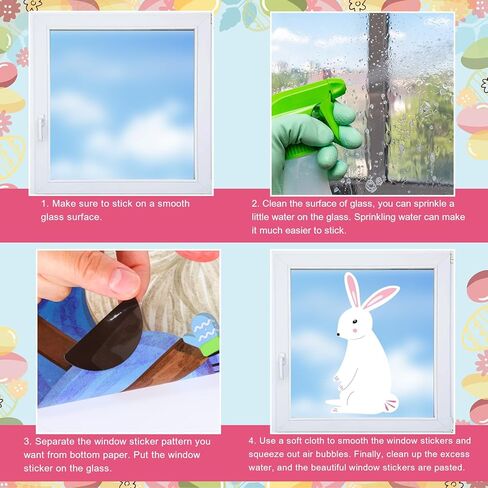 Whaline 9 Sheets Easter Bunny Window Cling Stickers Window Decals Cartoon White Jumping Rabbit Reusable Decoration for Spring Party Home Classroom in Saudi Arabia
