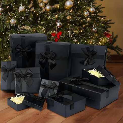 Tenceur 10 Pcs Christmas Nested Gift Boxes with Lids Assorted Sizes Gift Boxes for Presents Gift Box with Ribbon for Birthdays, Weddings, Housewarmings, Anniversaries, Valentines(10 Size,Red, White) in Saudi Arabia