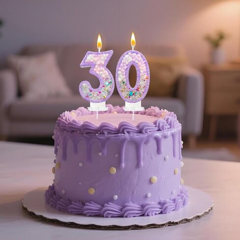 Zlongron Magical Purple Number 3 Candle Topper, Pastel Iridescent Gemstone & Pearl Cake Decoration for Girls 3nd Birthday in Saudi Arabia