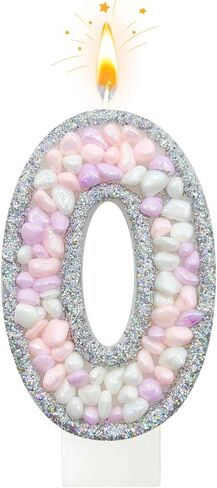 غلاف شمعة Zlongron باللون الأرجواني السحري رقم 3، أحجار كريمة قزحية الباستيل وتزيين الكعك باللؤلؤ للفتيات في عيد الميلاد الثالث in Kuwait