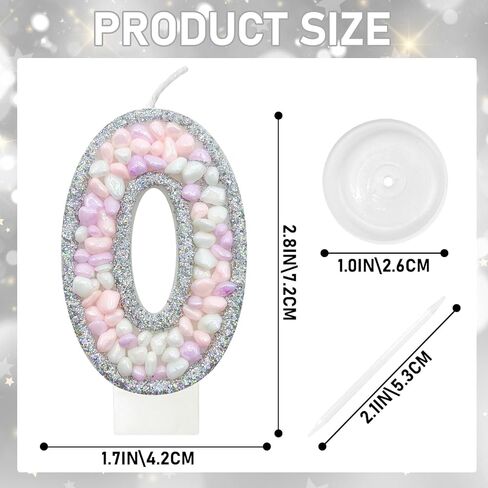 غلاف شمعة Zlongron باللون الأرجواني السحري رقم 3، أحجار كريمة قزحية الباستيل وتزيين الكعك باللؤلؤ للفتيات في عيد الميلاد الثالث in Kuwait