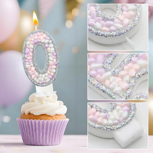 غلاف شمعة Zlongron باللون الأرجواني السحري رقم 3، أحجار كريمة قزحية الباستيل وتزيين الكعك باللؤلؤ للفتيات في عيد الميلاد الثالث in Kuwait