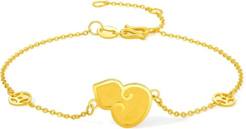 ZHOU LIU FU 24K Solid Gold Bracelet for Women, Real Pure Gold Jewelry Fortune Gourd Charm Gold White Jade Red Agate Green Nephrite Jade Bracelet for Men Girlfriend Boyfriend Gifts in Saudi Arabia