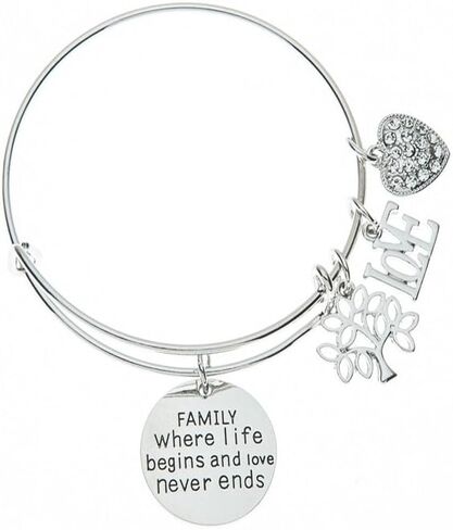 Infinity Collection Family Tree Bracelet, Family Where Life Begins And Love Never Ends Bangle for Women in Saudi Arabia
